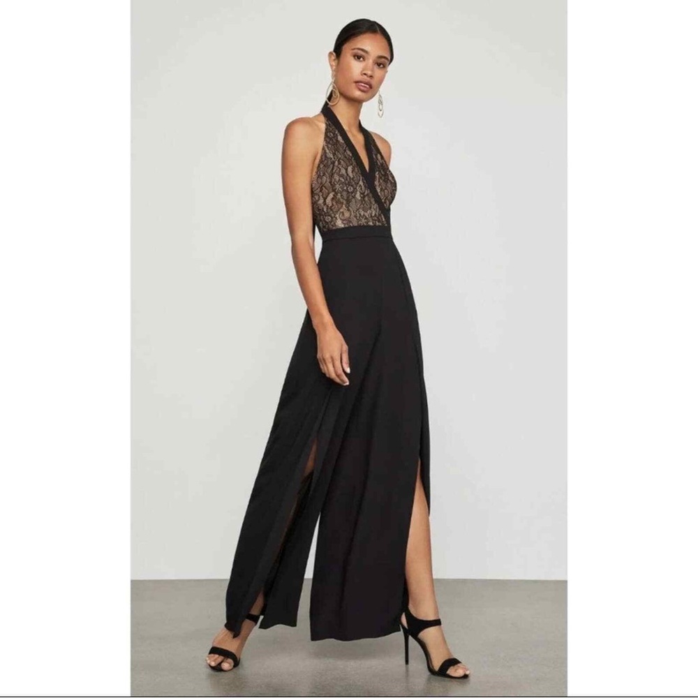 BCBGMAXAZRIA - Black Lace Wrap Halter Jumpsuit -  XS - new with tags